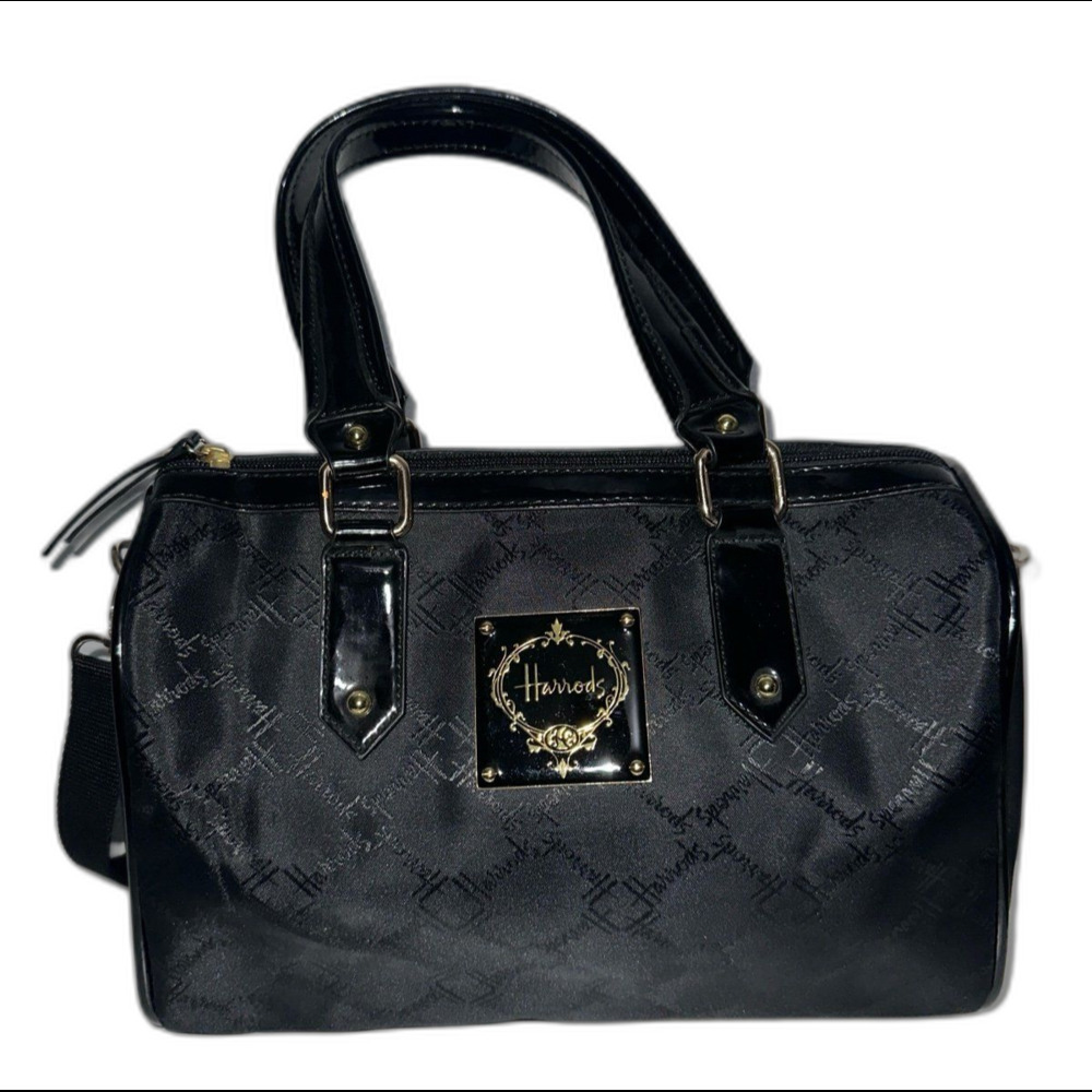 Harrods Nylon/Patent Leather Shoulder Bag